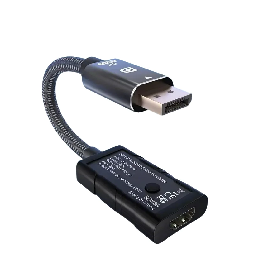 

8K 60Hz DP to HDMI-compatible EDID Emulator SCDC Protocol & Precise EDID Copying Laptop PC Lock Screen Button Switch