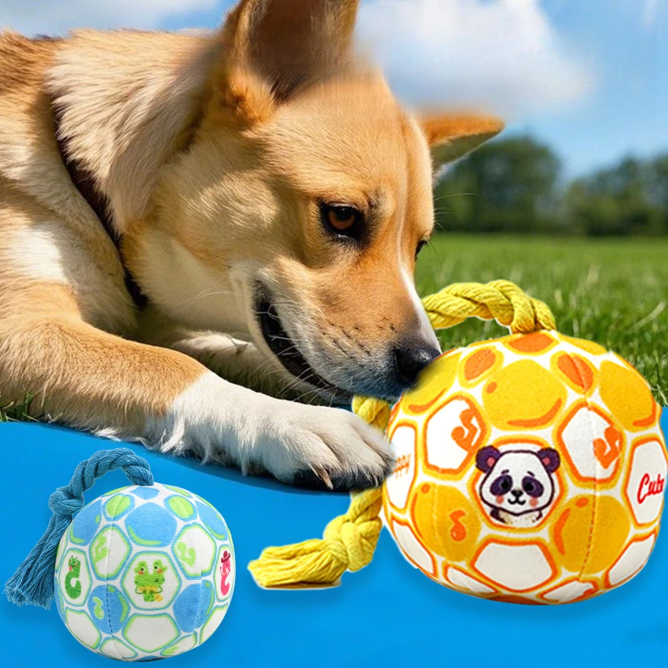 Niedlicher Bissfester Soundring-Ball Hundespielzeug, Interaktives Spielzeug, Robust, Bissfest, Sicher und Umweltfreundlich