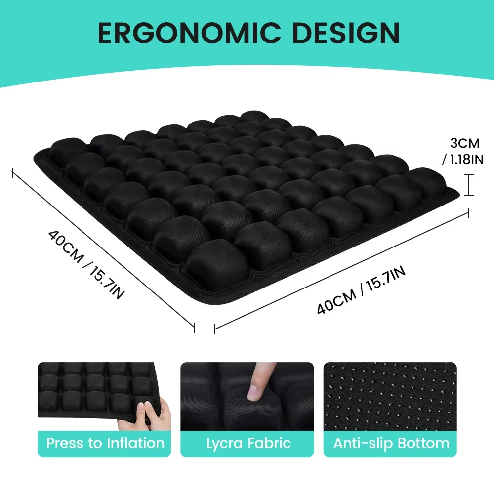 1pc 3D Ergonomic Chair Cushion For Long Sitting, Office Chair Car Seat Cushion, Adjustable Inflatable Cushion image 2