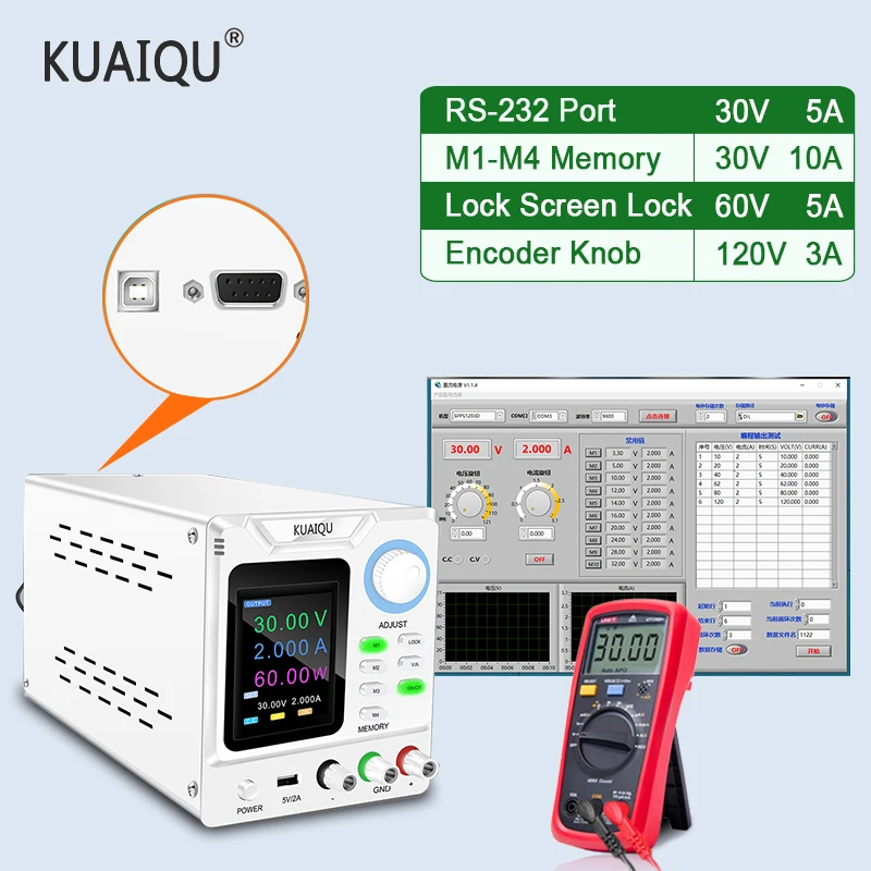 مزود طاقة تيار مستمر قابل للبرمجة ، مورد طاقة مختبر قابل للتعديل ، أداة إصلاح محمولة لثدي ، DIY ، واجهة ، 30V ، 10A