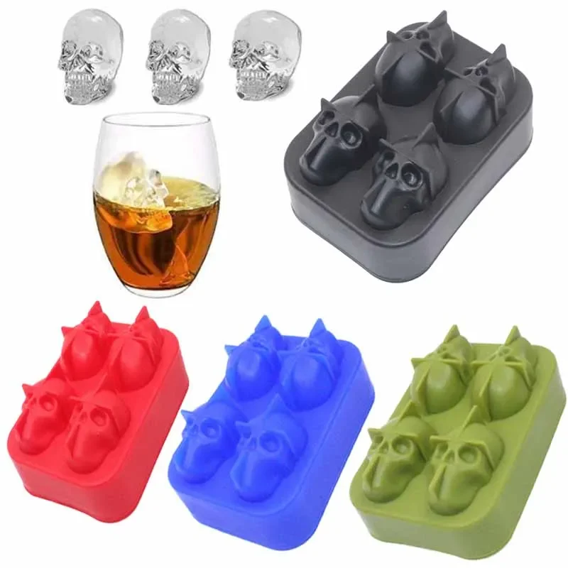 Silikonowa forma do kostek lodu 3D z motywem czaszki kostkarka do lodu foremka do kuli lodowej Whiskey wino akcesoria barowe narzฤdzi kuchennych do