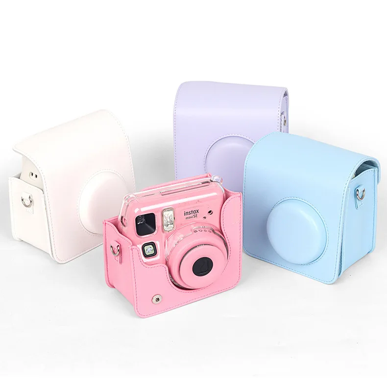 لكاميرا FujiFilm Instax Mini SE/7+/7S/7C الفورية، حقيبة كاميرا PU مع حزام، حافظة شفافة، غطاء سيليكون، عدسة سيلفي قريبة