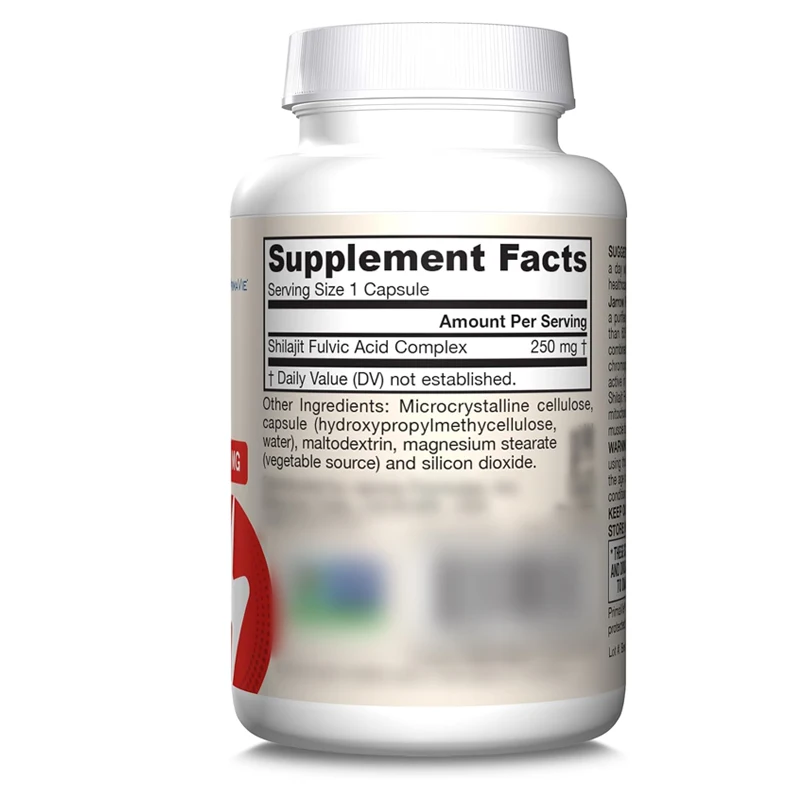 Complejo de ácido fulvico 250 mg -60 cápsulas vegetarianas apoyan la producción energética, la función mitochondriana y la actividad de coenzima Q10