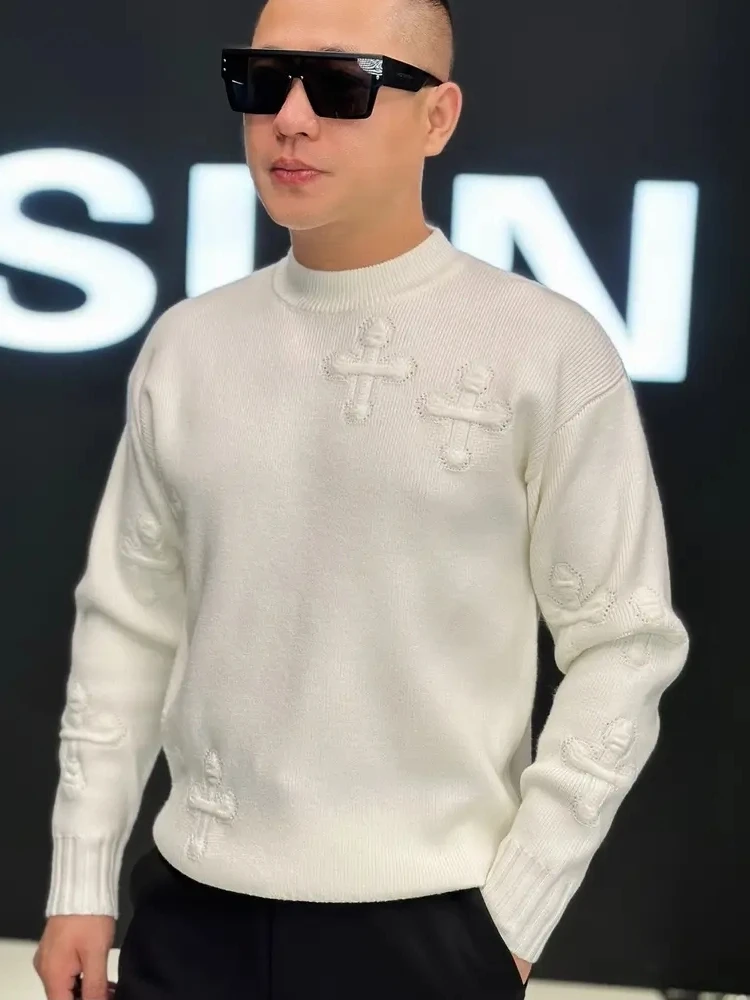 

Удобный вязаный свитер с круглым вырезом для мужчин: модный тренд осени-зимы, новинка, роскошный, легкий, универсальный мужской джемпер.