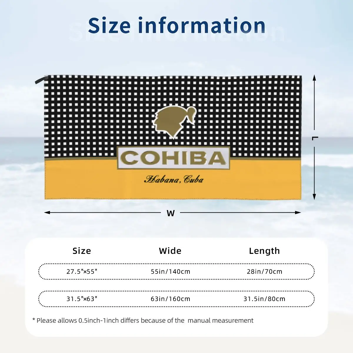 Cohiba Habana Cuba Cigar Beach Towel 2023 Summer Microfiber Bath Towel No Sand Quick-Dry Surf Towels