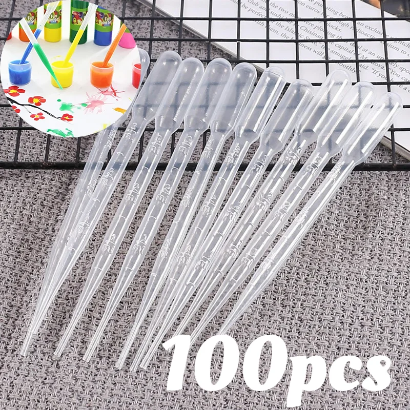 Pipetas de plástico de 3ml, cuentagotas transparentes para transferencia, resina epoxi, experimento científico, extracción de líquidos, 10-100 Uds.