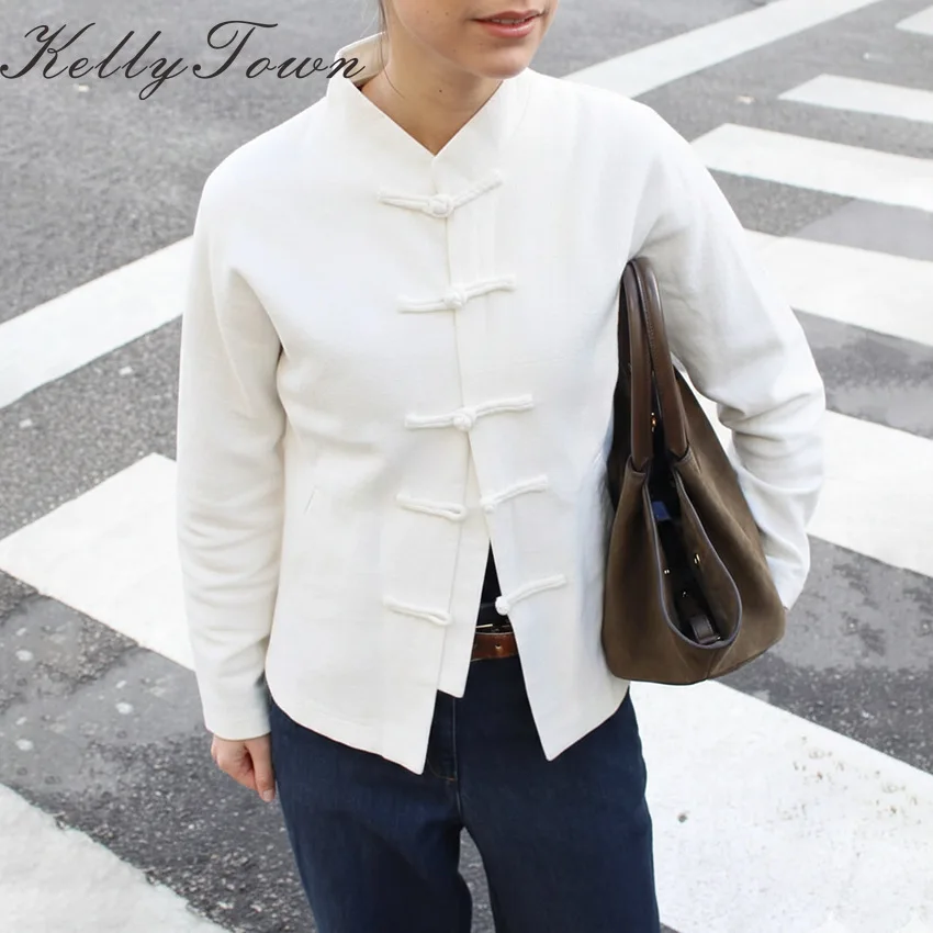 

Chinese Style White Shirt Single Breasted Blouse Women Summer Vintage Stand Collar Shirts Street Chic Red Long Sleeve Tops 2026