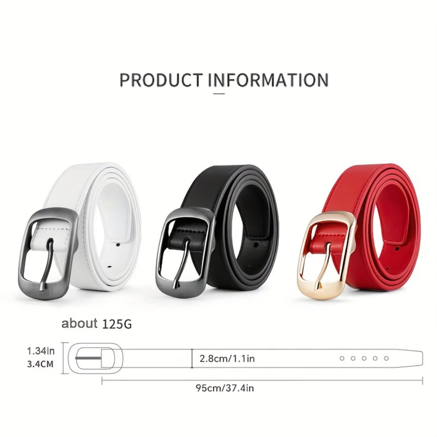 Women's Fashionable Solid Artificial Leather Golf Belt with Versatile Buckle, Perfect for Daily Life