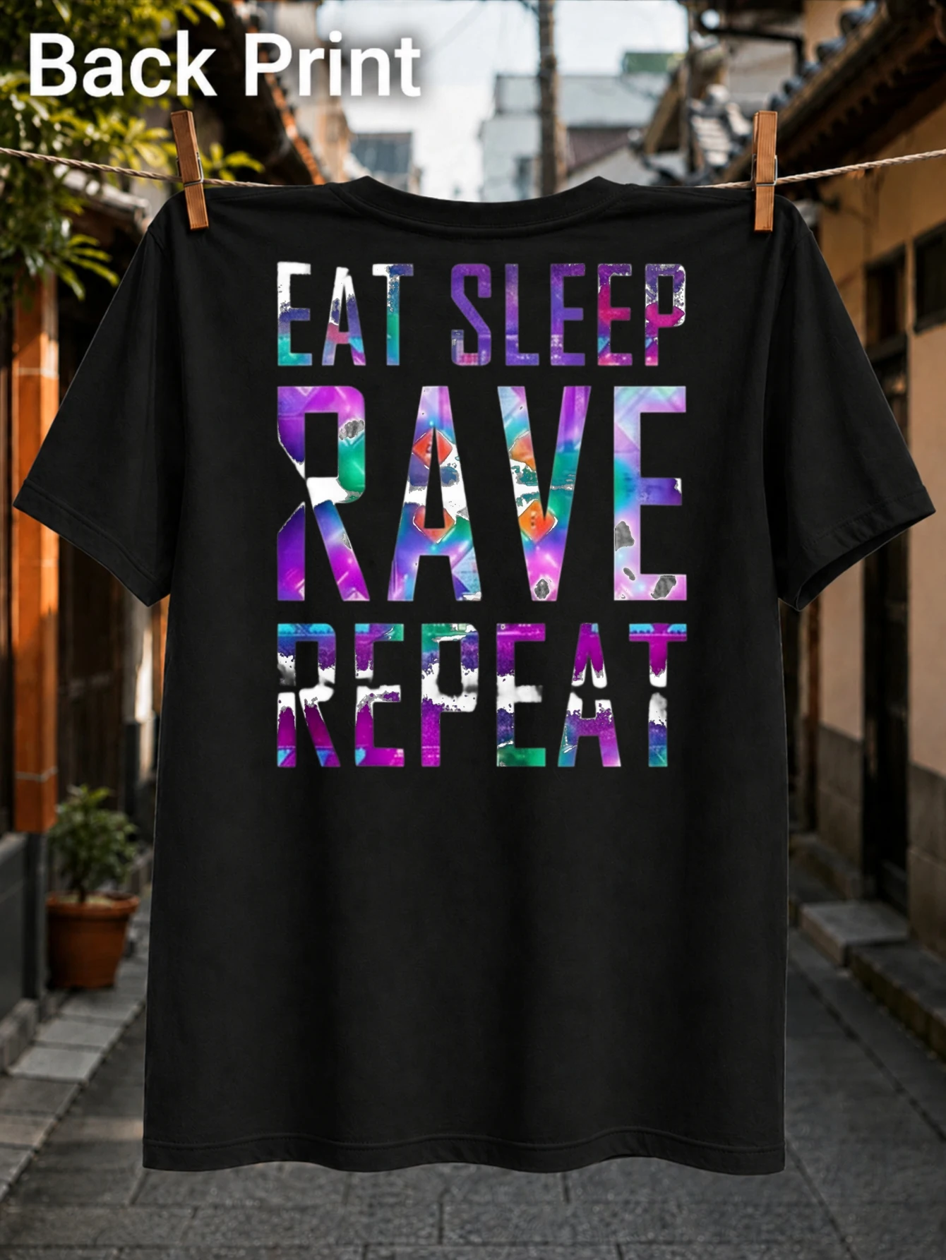 Eat Sp Rave Repeat giant geometric lettering filled with colorful abstract nightlife graphics  Unisex All T-Shirt