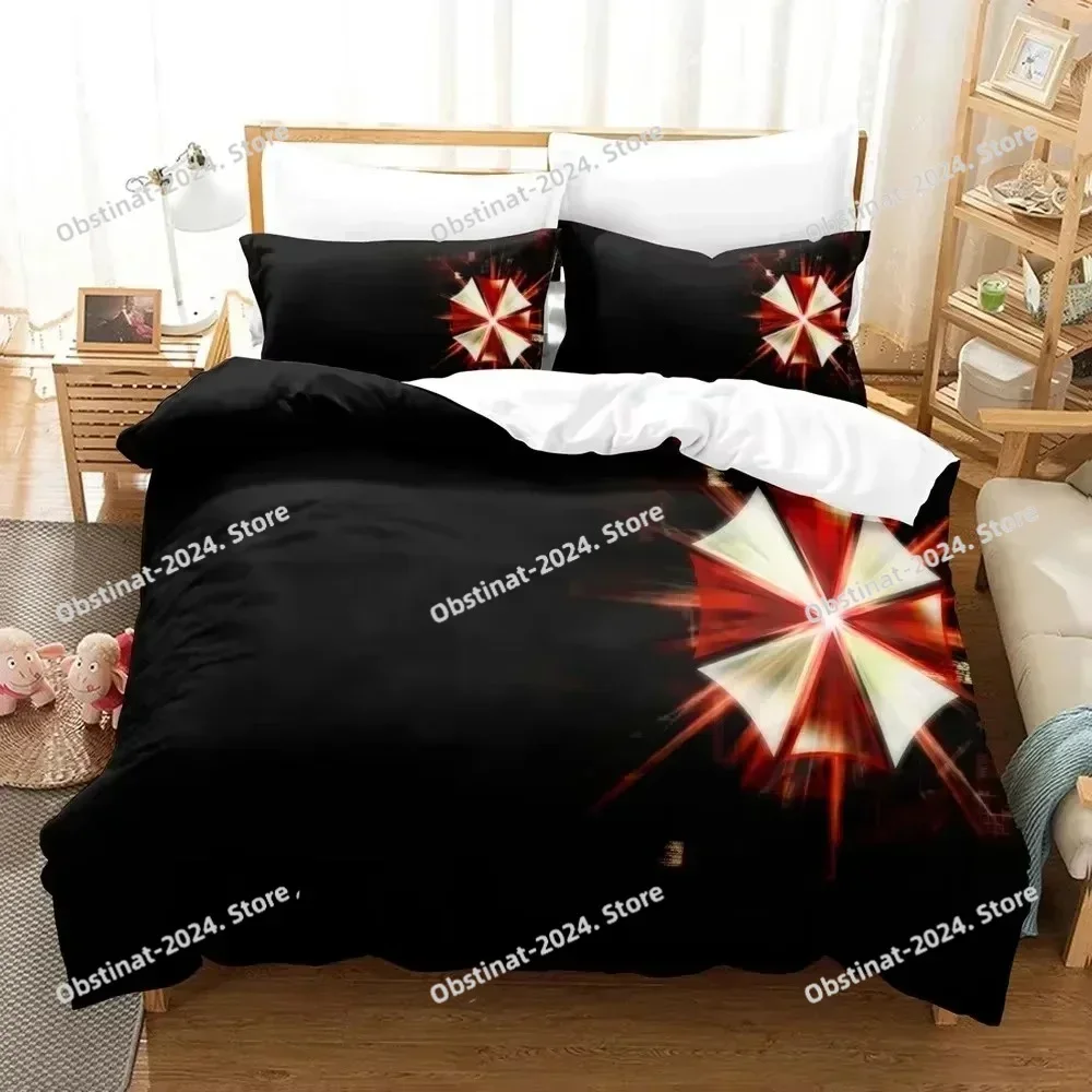 Fashion Corporation Red Umbrella Printed Bed Duvet Cover Pillowcase Bedding Set Bed Linen Sheet Quilt Cover Full Queen King Size