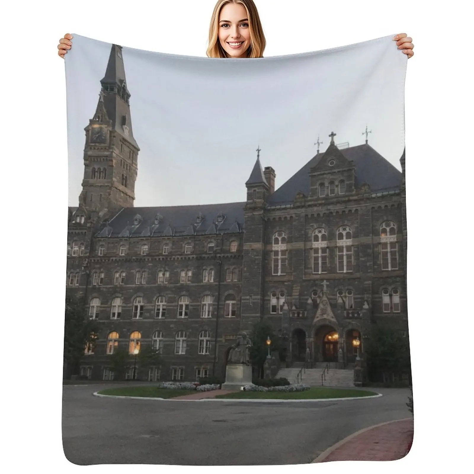

Georgetown University Photograph Throw Blanket Bed linens Decorative Sofa Beach Camping Blankets