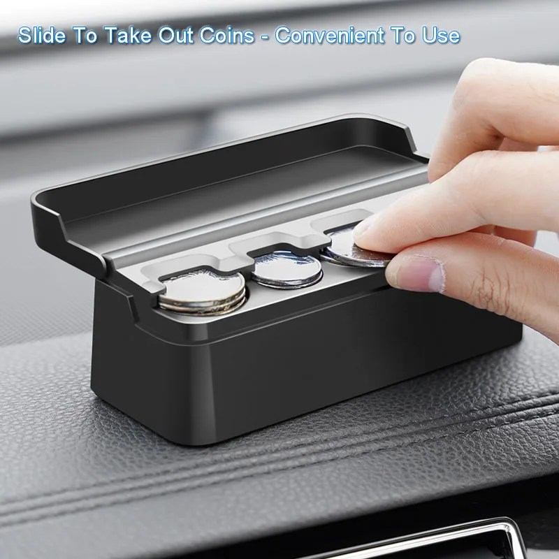 Black 4 Slots Coin Dispenser Car Coin Holder Sorter Collector With Spring Mini Portable Storage Safe Box For Shop Outdoor Car