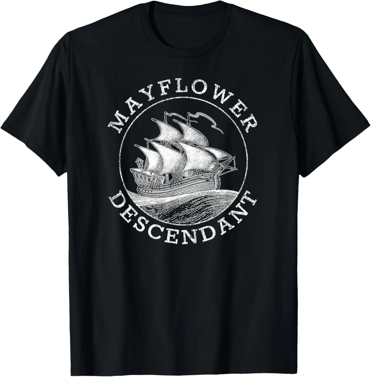 Mayflower Descendant in Distressed T-Shirt