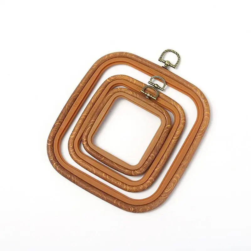 إطارات التطريز لعرض التطريز هوب مربع تقليد الخشب التطريز الإطار جولة اللحف لوازم الرجعية إبرة