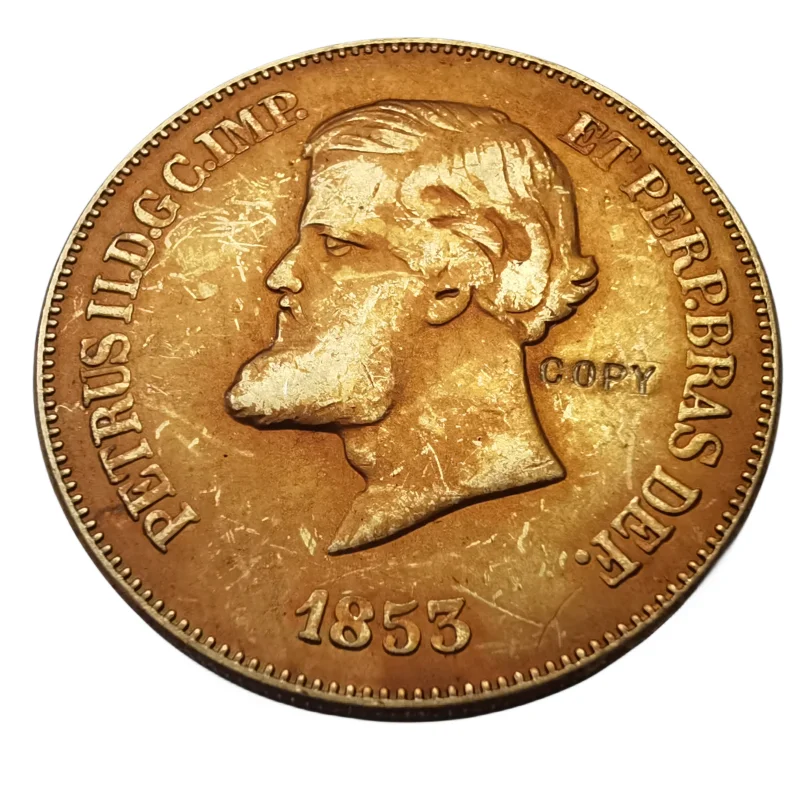 

1853 Brazil Reis - Pedro II Gold coin copy 3 size to choose
