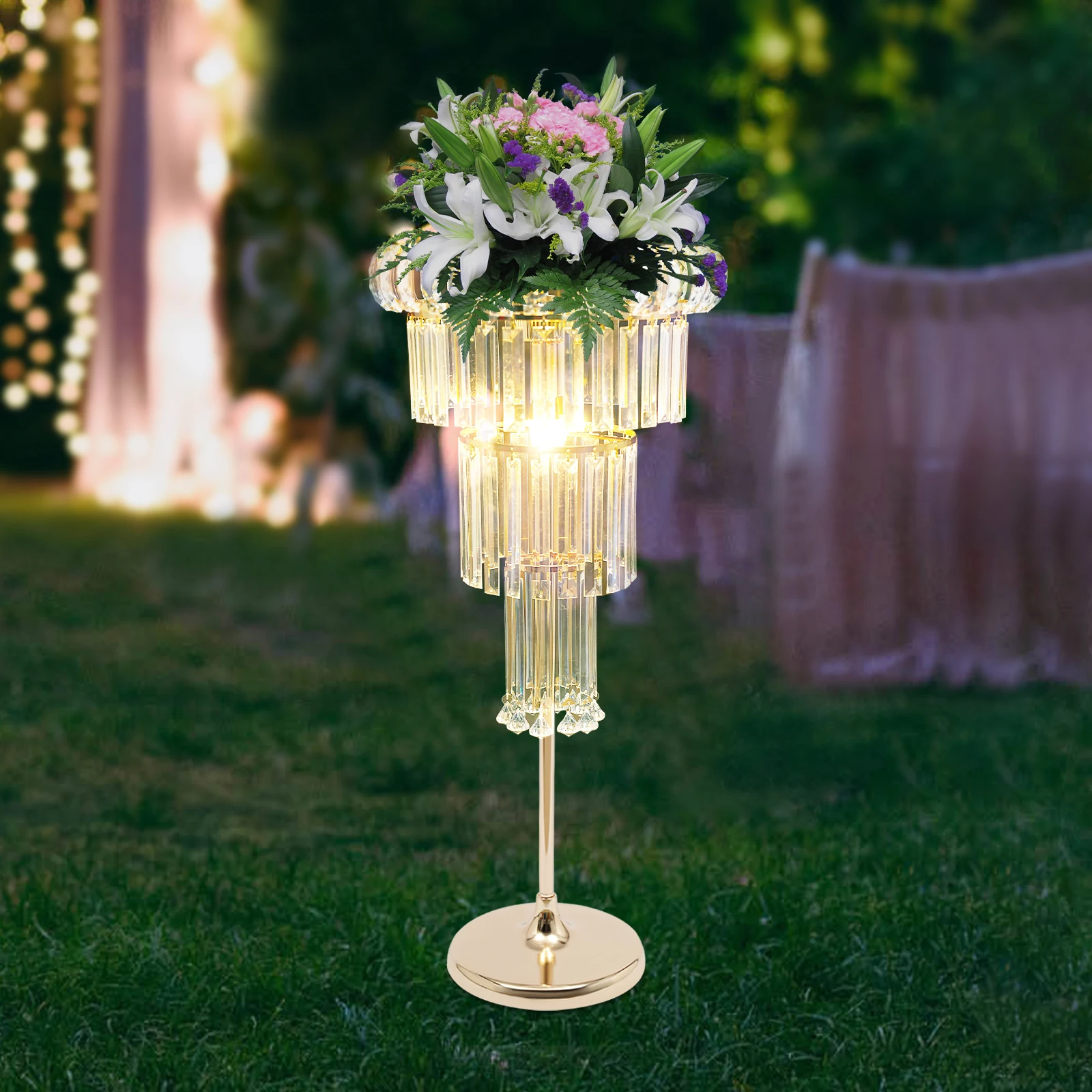 1/5/10Pcs 4 Tier Flower Stand with light, LED Wedding Flower Stand Crystal Party Decorations