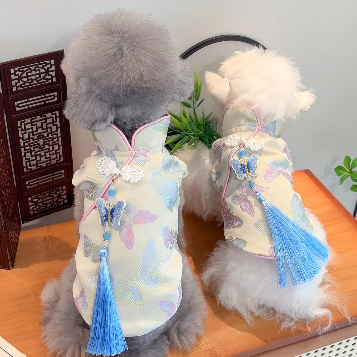 

New Chinese style cheongsam dog clothes cat pet clothes sherrena small and medium-sized dog Shiba Inu