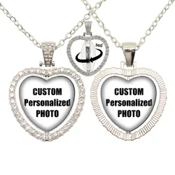 Personalized Custom Double Side Heart Shape Necklace Photo Mum Dad Baby Parents One Side Heart Necklace Family Anniversary Gift