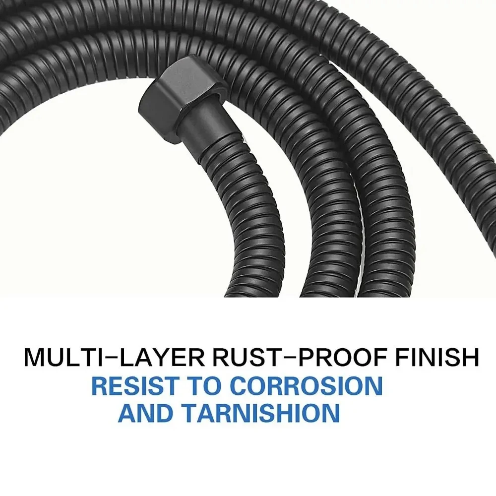 New 1.5/2/3M Black SUS304 Flexible Shower Hose Bathroom Shower Water Hose Extension Plumbing Pipe Pulling Tube Bath Accessories