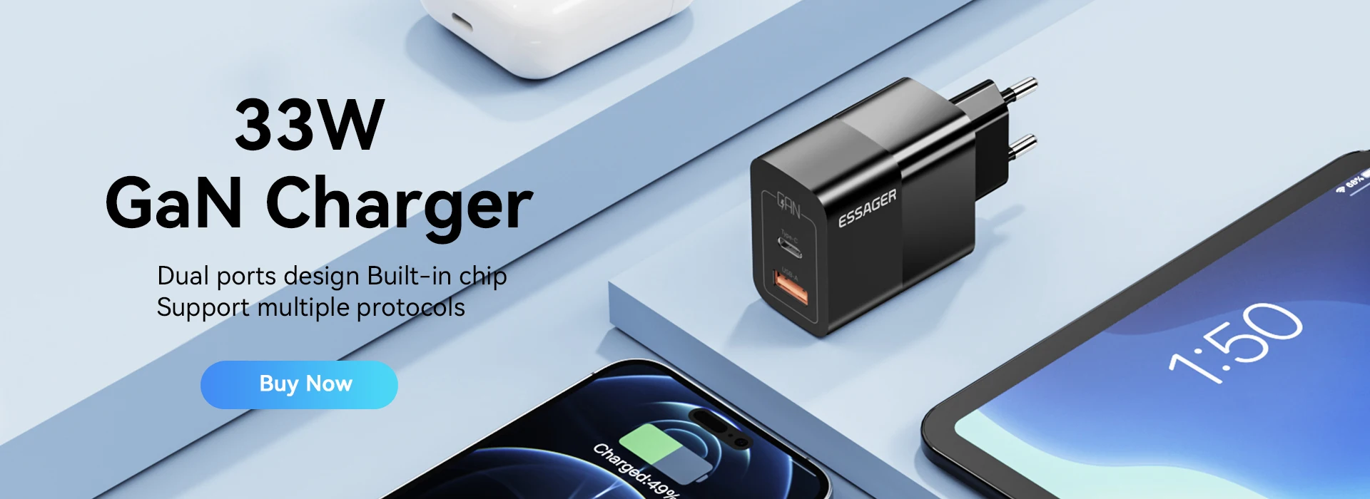Essager 20W GaN PD USB C Charger for iPhone 14 13 12 11 Pro Max Mini SE Phone QC3.0 PD 3.0 USB Type C Fast Charging for iPad Air