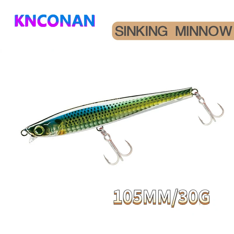 105mm 30g Long Casting Saltwater Sinking Minnow Fishing Lures Monster Shot Artificial Bait Sea Trolling Swimbait Fishing Tackle