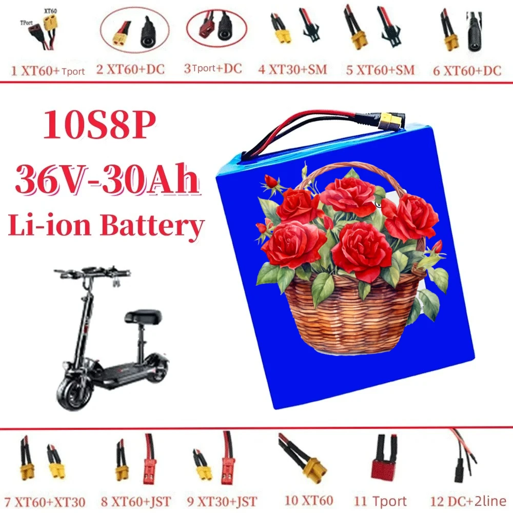 

10S8P 36V 30Ah A-class lithium battery pack, 1500W high-power built-in BMS, suitable for various energy storage 18650 battery