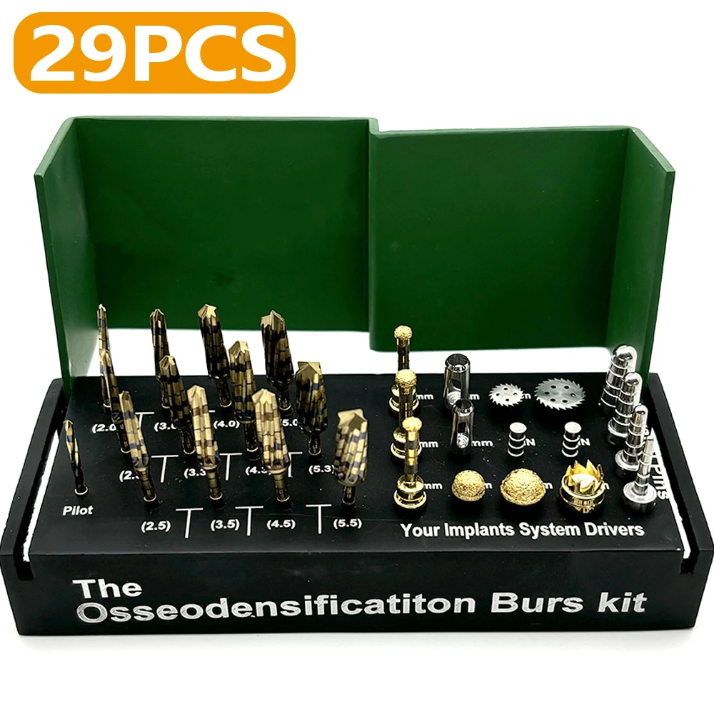 

29Pcs Surgical Implant System Drivers Dental Osseodensification Burs Kit Implant Drills with Bone Saw Disk Membrane Tissue Punch