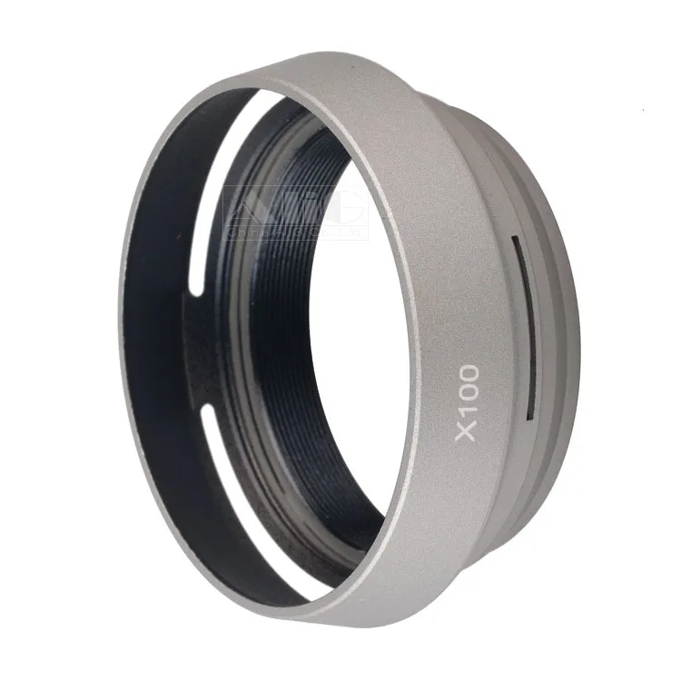 Metal Silver/Black LA-49 X100 Lens Adapter + Lens Hood 49mm for Fujifilm Fuji X100 X100S X100T X100F X100V X70 Camera