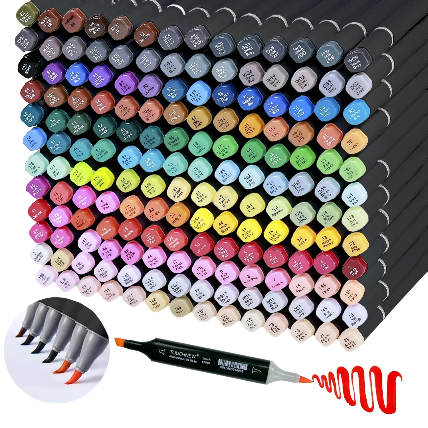 

168 Colors Double-ended Soft-tipped Marker Pen Set Oil-based Alcohol Large-capacity Markers Suitable for Christmas Gifts