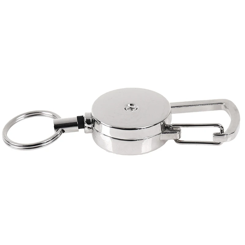 High-Resilience Steel Wire Rope Key Ring Retractable Pull Key Ring Chain Carabiner Clip Holder with 50cm Extension