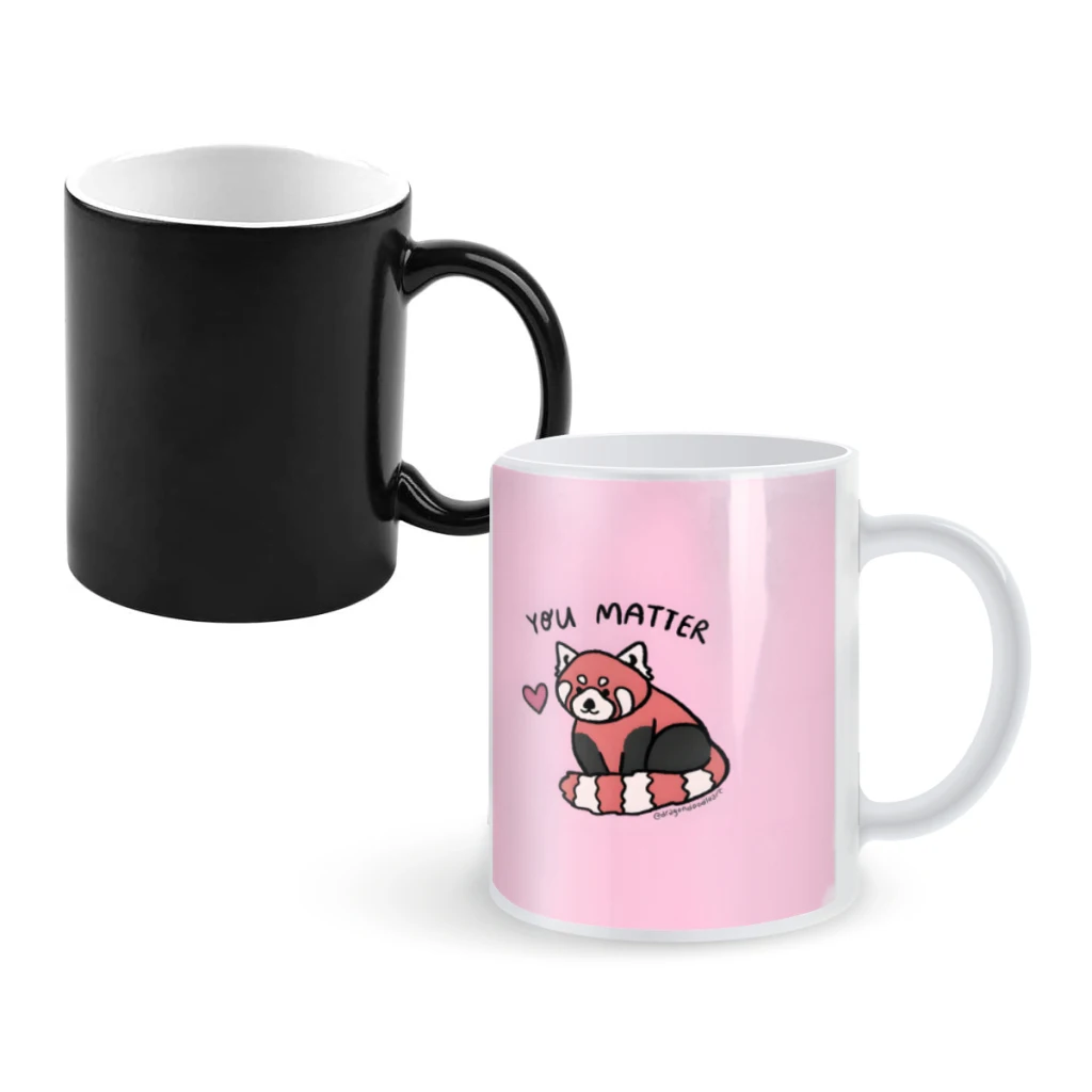 

You Matter Red PandaCoffee Mugs And Mug Creative Color Change Tea Cup Ceramic Milk Cups Novelty Gifts