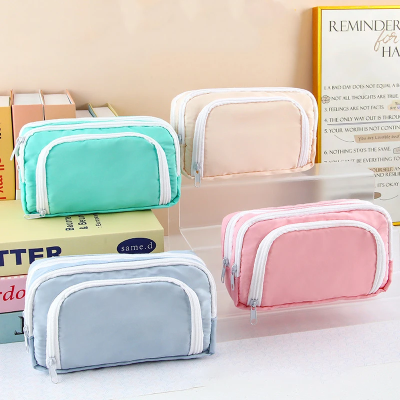 1pc Large Capacity Pencil Bag Simple Solid Color Pencil Case Cute Fashion Stationery Storage Bag School Office Supplies Gifts