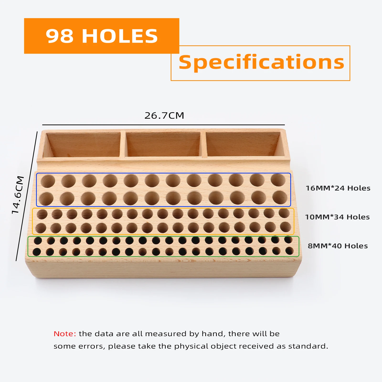 Handwork Tools Holder Box 98 Holes Organizer Wooden Rack for Leather Craft Punches Stand Carving tools Drill Bits Storage