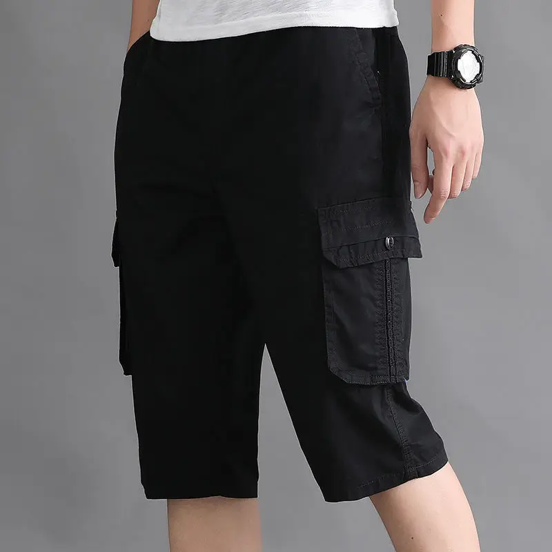 Summer Shorts Men's Casual Cropped Short Pants Loose Fat Plus Size 6XL Overalls Pure Cotton Baggy Bottoms Men Clothing