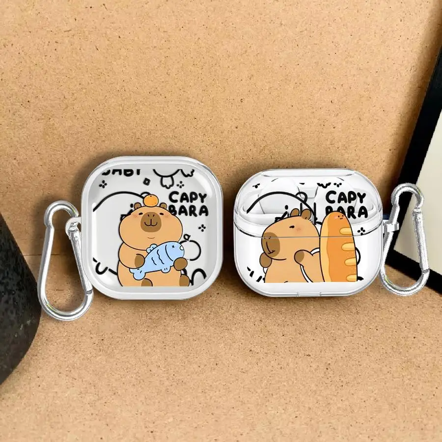 Clear Earphone Cases Cover Case For Samsung Galaxy Buds 4 Pro 3 FE 3Pro 2 4Pro Live Cute Capybara