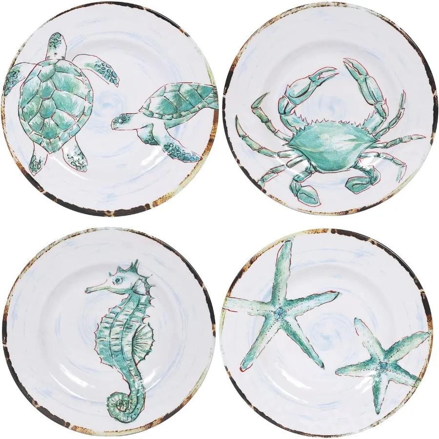 

Небьющиеся меламиновые тарелки для салата, набор из 4 шт., для использования на открытом воздухе и в помещении, не содержит BPA, можно мыть в посудомоечной машине, маленькие обеденные тарелки, идеально подходящие для