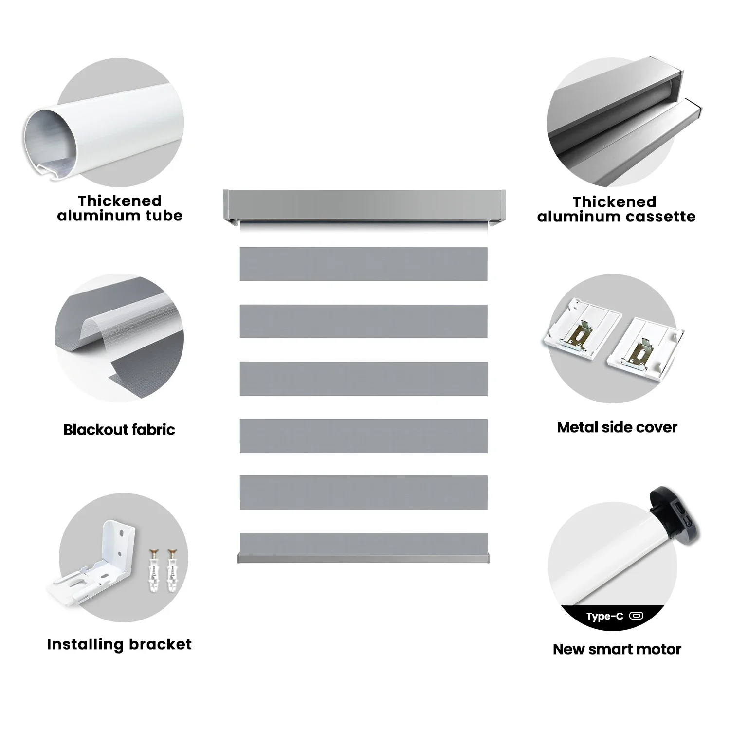 Wireless Automation WiFi Alexa Smart Control Blackout Window Electrical Battery Motorized Smart Blinds, Shades & Shutters