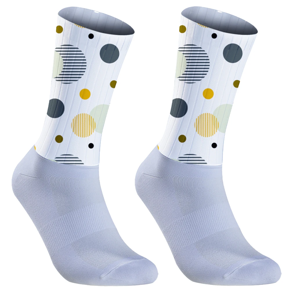 Chaussettes de sport d'été en silicone non ald, motif de style, chaussettes de course professionnelles, chaussettes de vélo en plein air, 2024