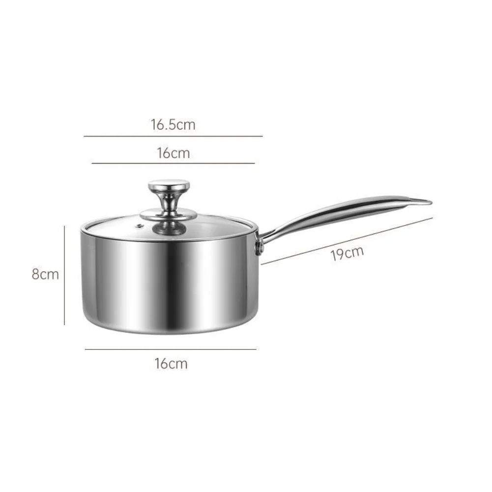 Stainless Steel Milk Pan with Lid Made of 316L Material - Compatible with Induction Gas Electric Ceramic Stoves
