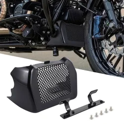 Motorcycle Oil Cooler Cover Case with Bracket Black Chrome for Harley Touring Road King Road Street Glide FLHR FLHX 2017-2020