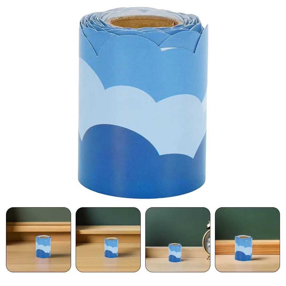 7.5cmx21m Blue Bulletin Board Borders Die Cut Trim Classroom Blackboard Wall Decoration Sticker Board Decorations