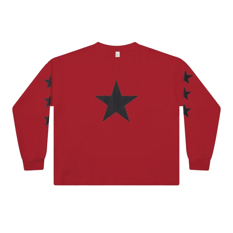 Trendy Men Women Oversized Kanye West Bully Merch LS-03 Face Mask Five-Pointed Star Long-Sleeve T-Shirt