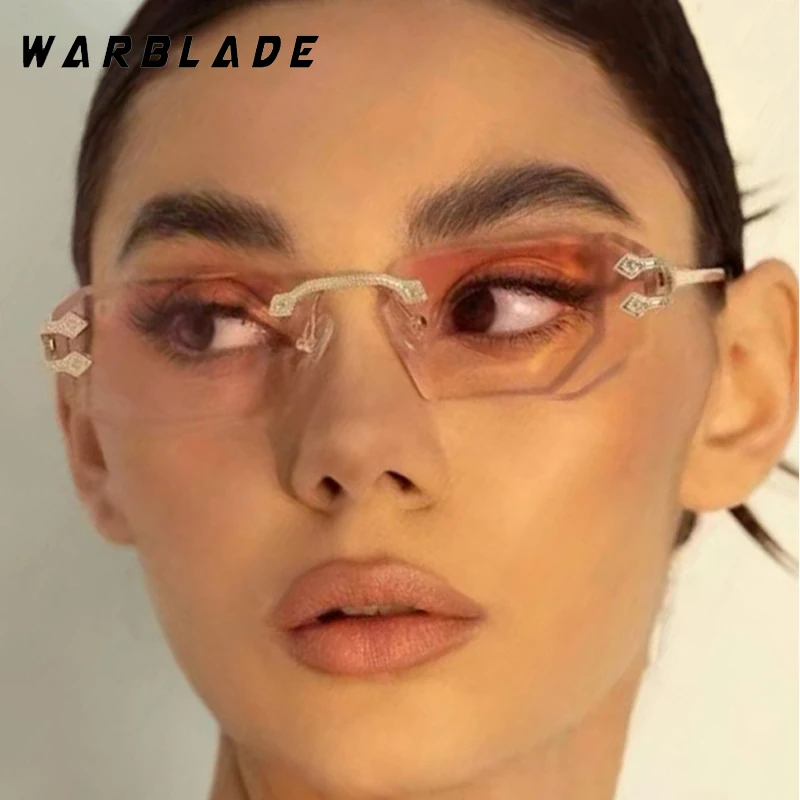 

New Fashion Luxury Brand Design Sun Glasses Men Metal Small Square Rimless Sunglasses Women Summer Traveling Drive Eyewear UV400