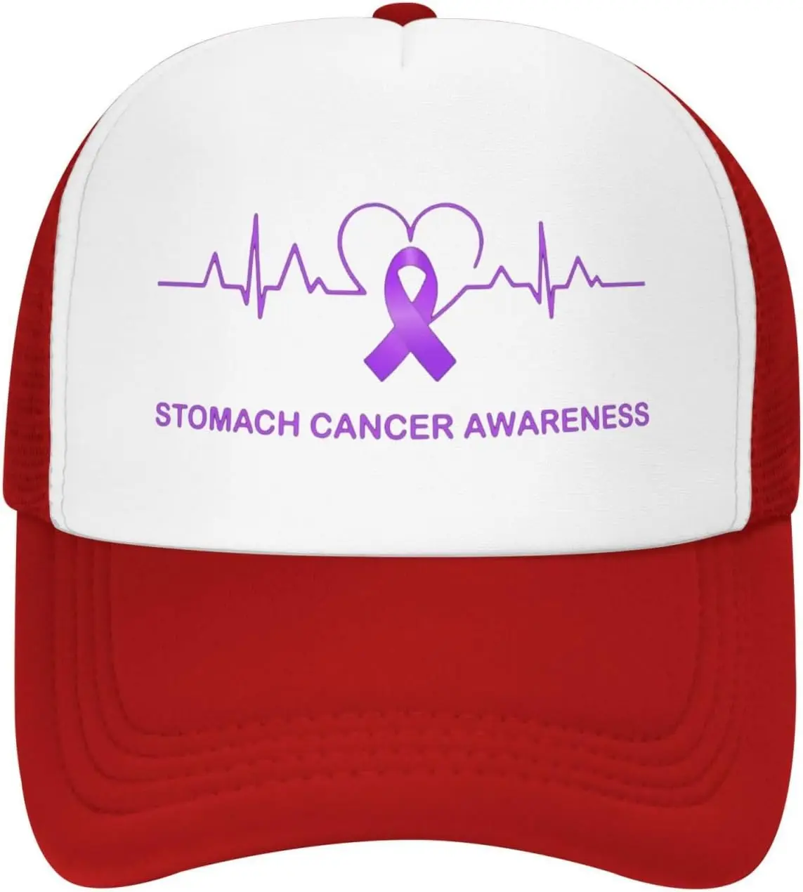 Stomach Cancer Awareness Trucker Hat Purple Ribbon Mesh Baseball Snapback Cap Unisex Outdoor