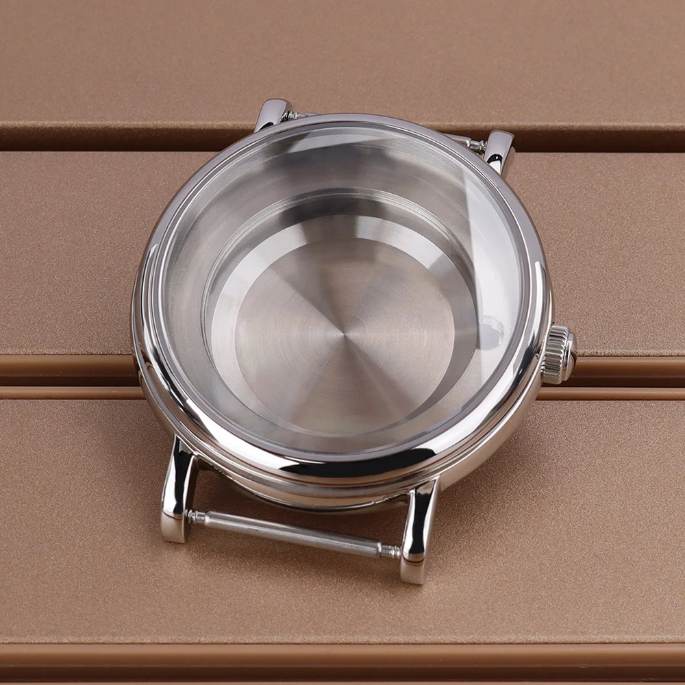 40mm Watch Cases Domed Sapphire Crystal For ETA 2824 PT5000 Mechanical Movements Solid Back cover Steel Silver Case 33.4mm Dial