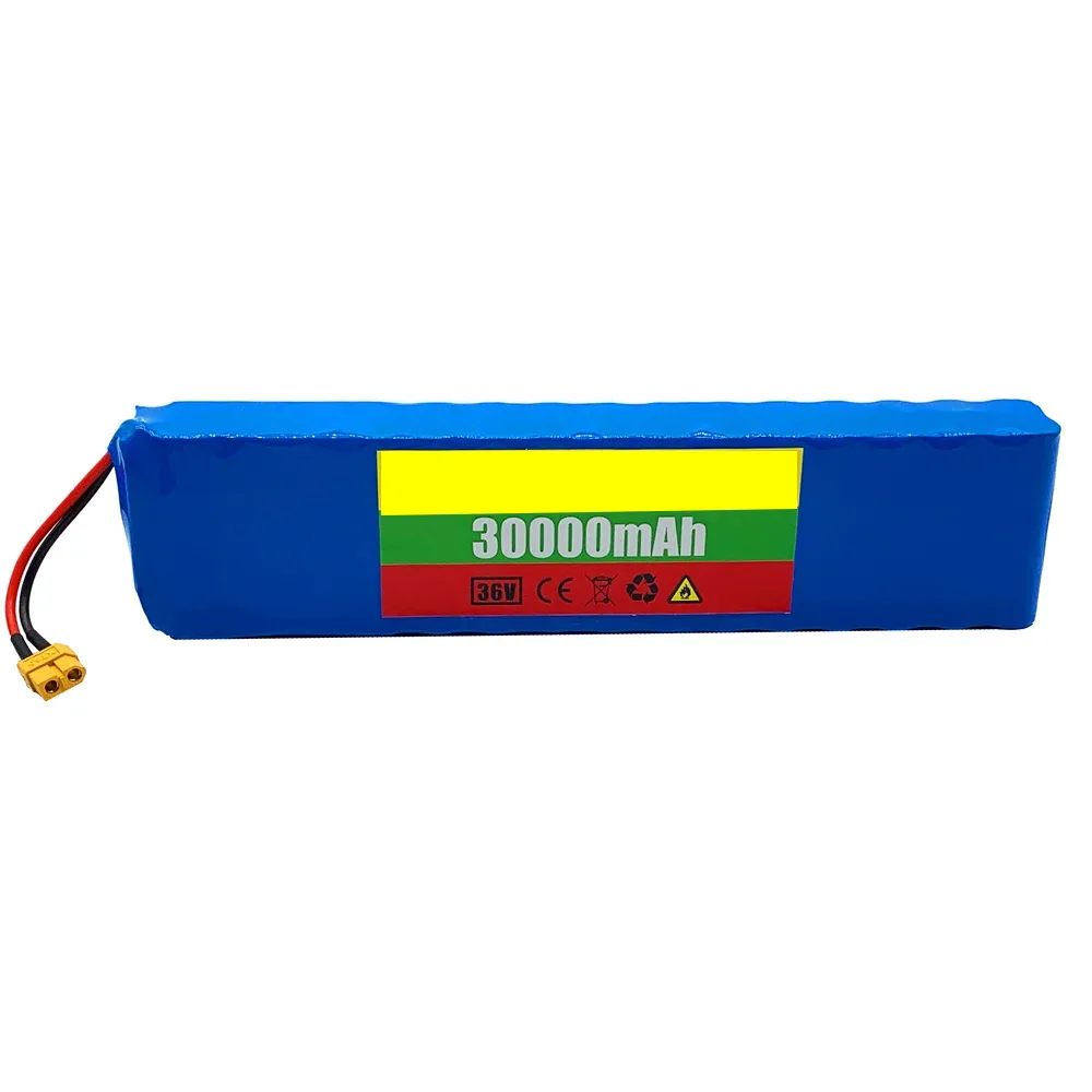 18650 36V 30Ah 600W 10S3P Lithium-ion Battery Pack with 20A BMS for Xiaomi M365 Pro Electric Bicycle Scooter XT60 Connector