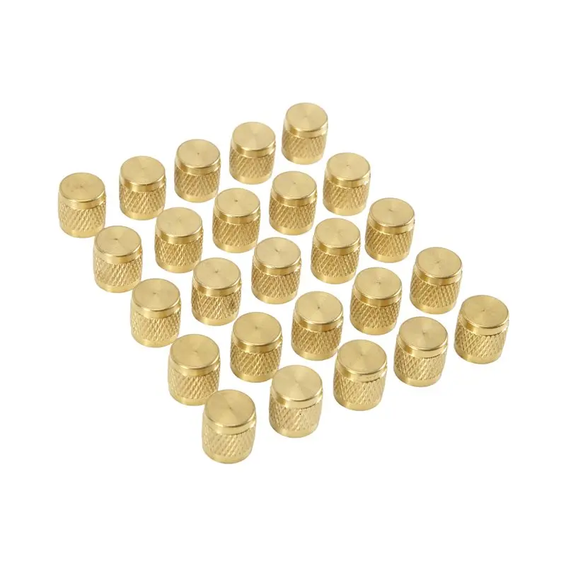 [B17B!】 1/4Inch Flare Cap, Round Brass HVAC Locking Caps, W/Neoprene O-Ring Seal AC Service HVAC Valve Caps, (25 Pcs)