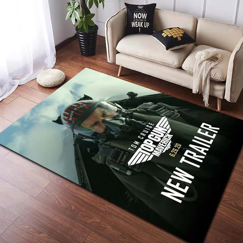 Classic Movie Top Gun Sign Tom Cruise Flannel Area Rug Non-Slip Floor Mat For Bedroom Living Room Indoor Home Decor carpet Gift
