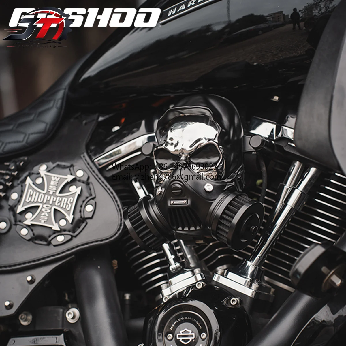 New style Skull Air Filter, High Flow Motorcycle Air Intake Filter For Harley-Davidson Touring, Ultra Limited, Road King, Road G