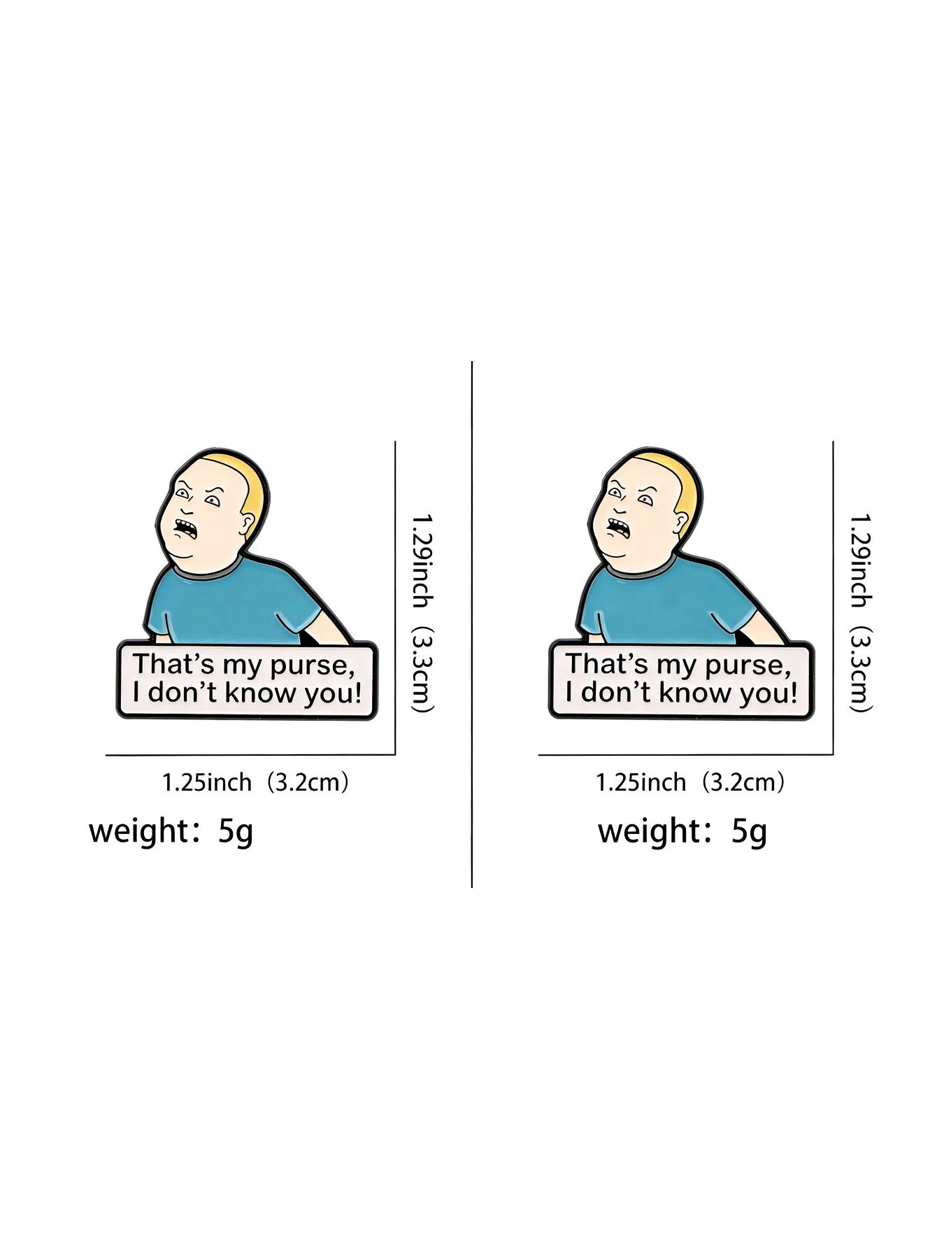 2Pcs Funny Meme Quote Enamel Pin, That's My Purse I Don't Know You Zinc Alloy Brooch, Cartoon Character Badge, Aesthetic Accesso